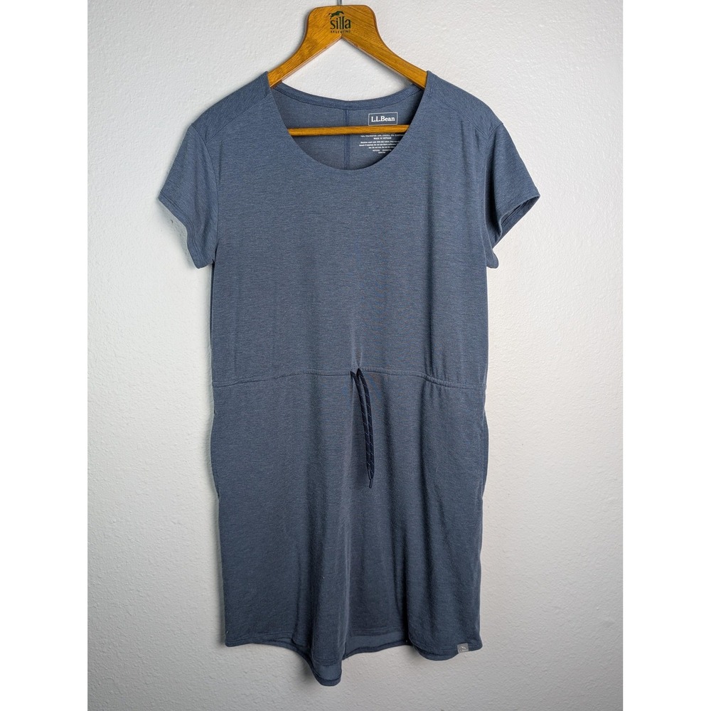 L.L. Bean T Shirt Dress Womens M Blue Knee Length Round Neck Short Sleeve